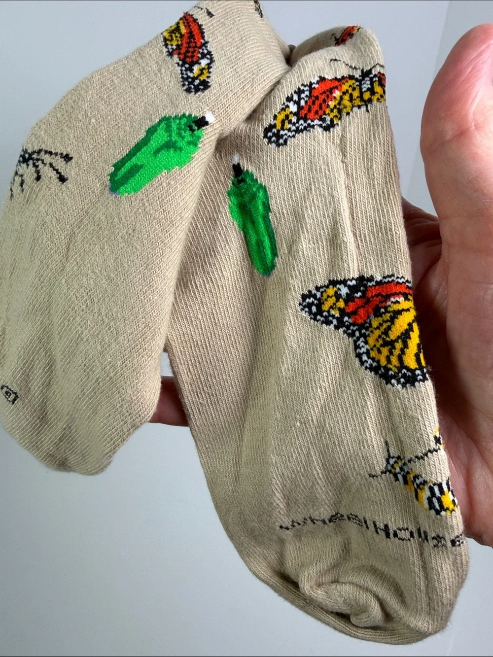 NWT Monarch Butterfly Crew Socks Women’s 9-11 Made in USA Caterpillar Chrysalis
